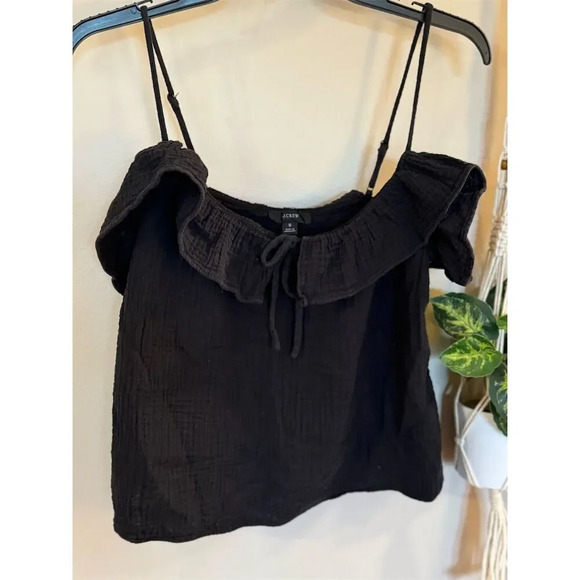 J. Crew Women's Black Ruffle Gauze Camisole Tank Top Size Small - Picture 3 of 6
